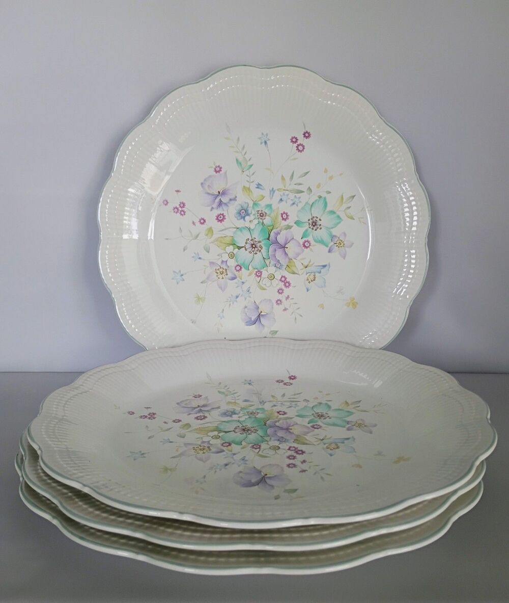 4 Mikasa Allura Chantal DinnerPlates 11 in. DH 902 Vintage 1980s Discontinued